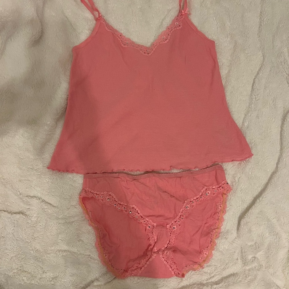 Women's Pink Lace Trim Sleepwear Set - Victoria’s Secret Pajama Set